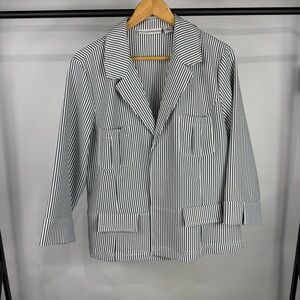 Sag Harbor Black and White Striped Blazer Size 18